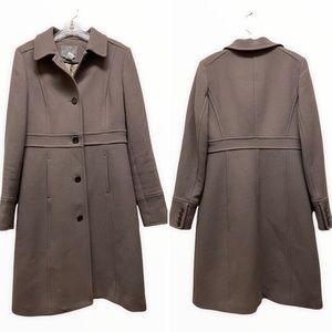 JCREW Classic Lady Day Wool Blend Double Cloth Thinsulate Trench Coat Brown T8